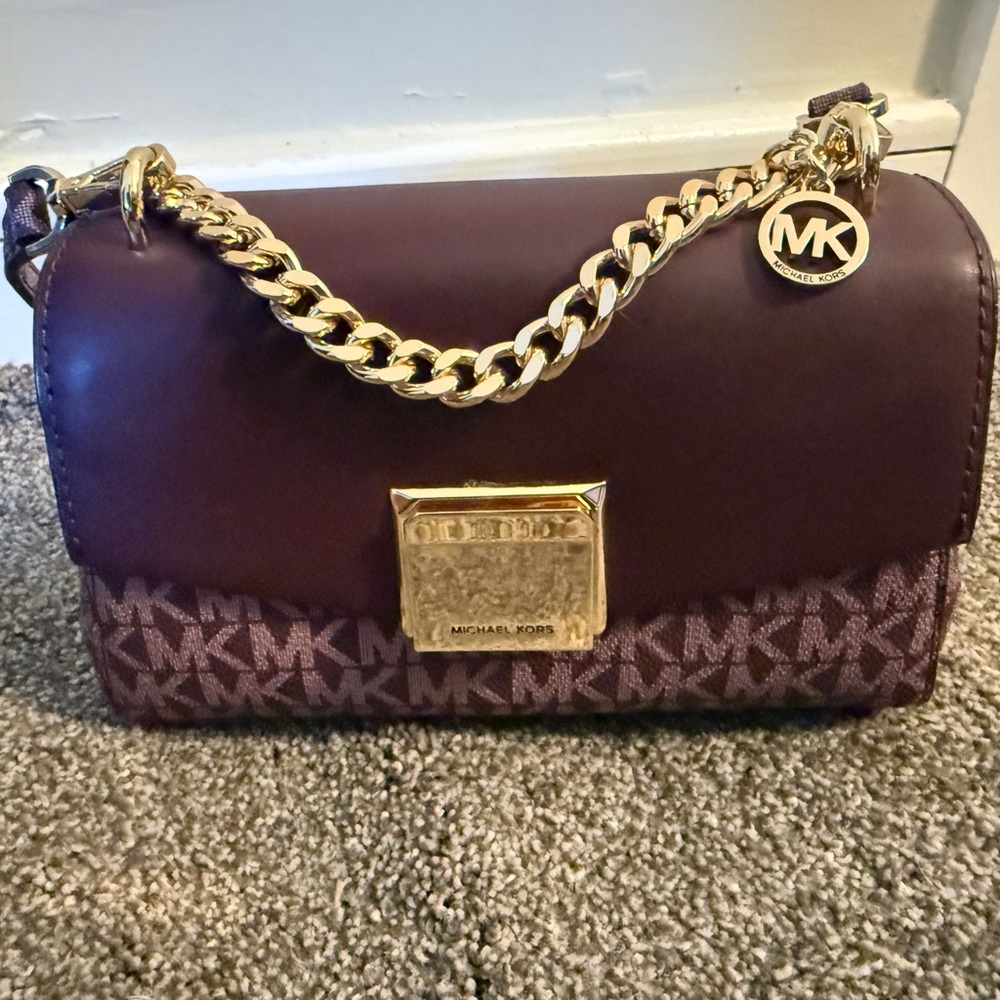 Michael Kors Purple and Gold Crossbody Bag NWOT